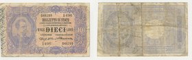 ITALIA - Biglietto di Stato - Vittorio Emanuele III - 10 Lire - Dell'Ara/Altamura 22/01/1911 - RRR