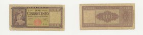ITALIA - Banconota 500 Lire Italia ornata di Spighe 10/02/1948 - RARA