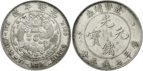 China
Qing-Dynastie. De Zong, 1875-1908
Dollar (Yuan) o.J. (1908), Tai Ching Ti Kuo (Tientsin). Chopmark. vorzüglich, etwas berieben