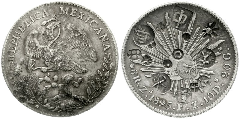 China
"Bang Yang"
Mexikanischer 8 Reales 1895 Zs, Zacatecas, mit 15 deutlichen...