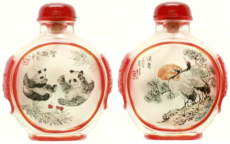 China
Varia
Inside-Snuff-Bottle (Neihua). Weißes Glas mit roter Überwurfvergla...
