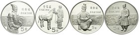 China
Volksrepublik, seit 1949
4 X 5 Yuan Silber 1984. Große Persönlichkeiten der chinesischen Geschichte 1. Ausgabe. Stehender Offizier, Hüftbild e...