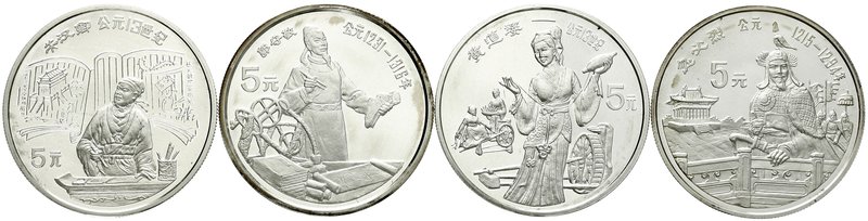 China
Volksrepublik, seit 1949
4 X 5 Yuan Silber 1989. Große Persönlichkeiten ...