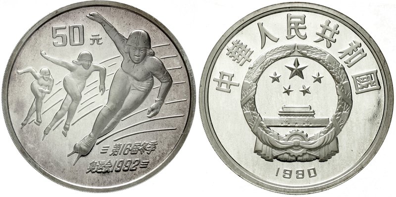 China
Volksrepublik, seit 1949
50 Yuan (5 Unzen Silber) 1990 zur Olympiade 199...