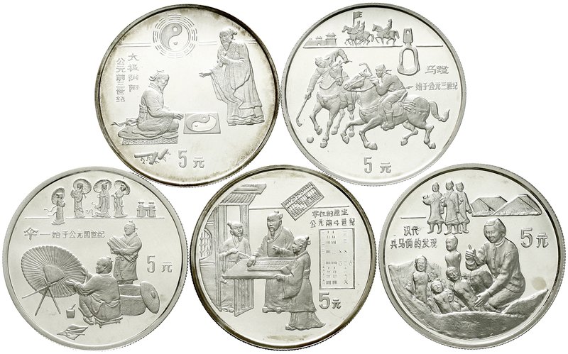 China
Volksrepublik, seit 1949
5 X 5 Yuan Silber 1993. Erfindungen und Entdeck...