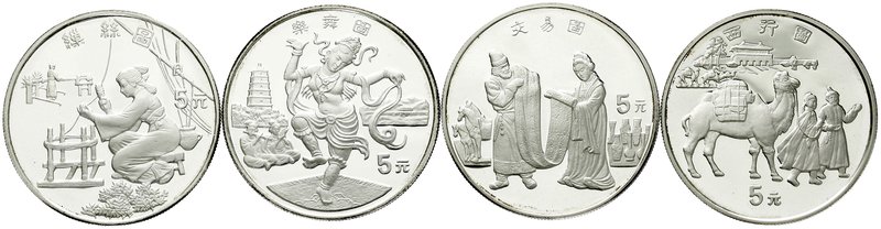 China
Volksrepublik, seit 1949
4 X 5 Yuan Silber 1995. Seidenstraßen 1. Ausgab...