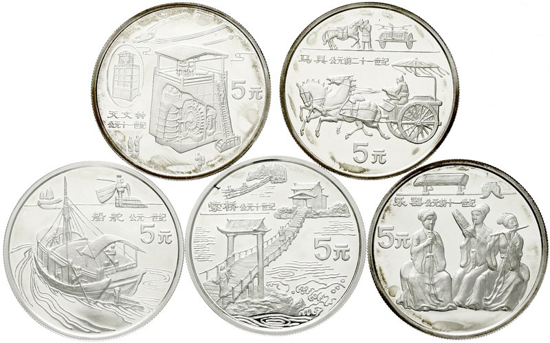 China
Volksrepublik, seit 1949
5 X 5 Yuan Silber 1996. Erfindungen und Entdeck...