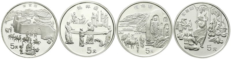 China
Volksrepublik, seit 1949
4 X 5 Yuan Silber 1997. Seidenstraßen 3. Ausgab...