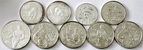 China
Lots der Volksrepublik China
9 Stück: 8 Silbergedenkmünzen aus 1990 bis 1997. 4 X 5 Yuan Persönlichkeiten 1990 (1 Ex. doppelt), 5 Yuan Marco P...