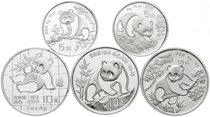 China
Lots der Volksrepublik China
5 Silbermünzen: 2 X 1/2 Unze Panda 1993 und...