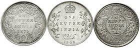 Indien
Lots
3 Stück: Rupee 1875, 1905, 1916. sehr schön bis vorzüglich