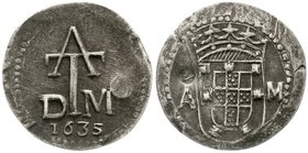 Indien-portugiesisch
Philipp III. 1621-1640
4 Tangas 1635 Goa. 11,31 g. Mit Gegenstempel der Vereinigten Ostindischen Companie (VOC). sehr schön, Sc...
