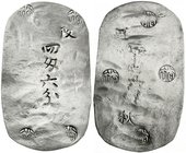 Japan
Komei, 1847-1866
4 Momme 6 Fun o.J.(1863) für Akita (Ugo Provinz). 17,28 g. sehr schön, gewellt