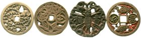 Korea
Amulette
4 interessante Bronzegussamulette. sehr schön