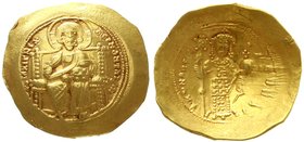 Kaiserreich
Constantin X., 1059-1067
Histamenon Nomisma 1059/1067. Kaiser steht v.v. mit Labarum und Kreuzglobus/Christus thront v.v. 4,43 g. vorzüg...