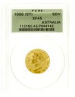 Australien
Victoria, 1837-1901
Sovereign 1866. Sydney Mint. 7,99 g. 917/1000. Im PCGS Blister mit Grading XF 45.