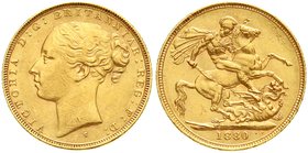 Australien
Victoria, 1837-1901
Sovereign 1880 S, Sidney. 7,98 g. 917/1000. gutes vorzüglich