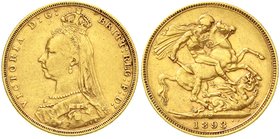 Australien
Victoria, 1837-1901
Sovereign 1893 M Melbourne. 7,99 g. 917/1000. fast sehr schön