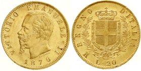 Italien- Königreich
Vittorio Emanuele II., 1861-1878
20 Lire 1876 R. 6,45 g. 900/1000. vorzüglich/Stempelglanz
