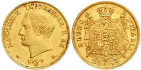 Italien-unter Napoleon
Napoleon I., 1804-1814
20 Lire 1809 M. 6,45 g. 900/1000 vorzüglich/Stempelglanz, selten in dieser Erhaltung