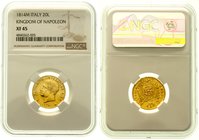 Italien-unter Napoleon
Napoleon I., 1804-1814
20 Lire 1814 M. 6,45 g. 900/1000. Im NGC-Blister mit Grading XF 45.