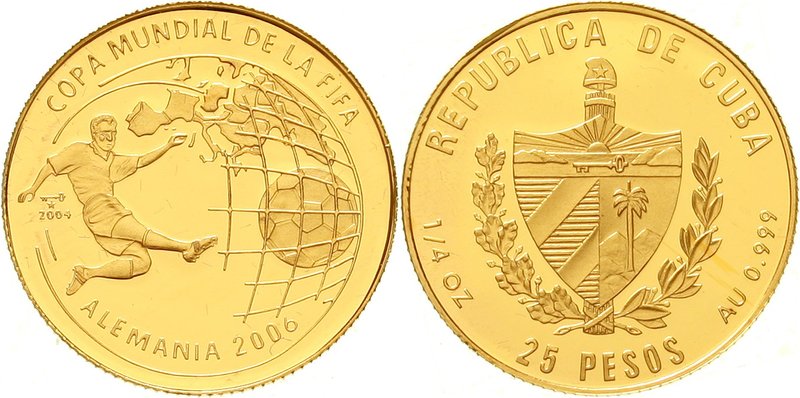 Kuba
2. Republik, seit 1962
25 Pesos 2004 auf die Fussball-WM 2006 in Deutschl...