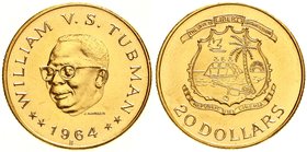 Liberia
Republik, seit 1847
20 Dollars 1964 B, Tubman. 18,65 g. 900/1000 Stempelglanz