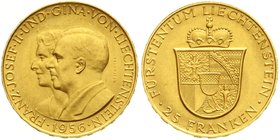 Liechtenstein
Franz Josef II., 1938-1989
25 Franken 1956, zum 50. Geburtstag. 5,65 g. 900/1000. prägefrisch