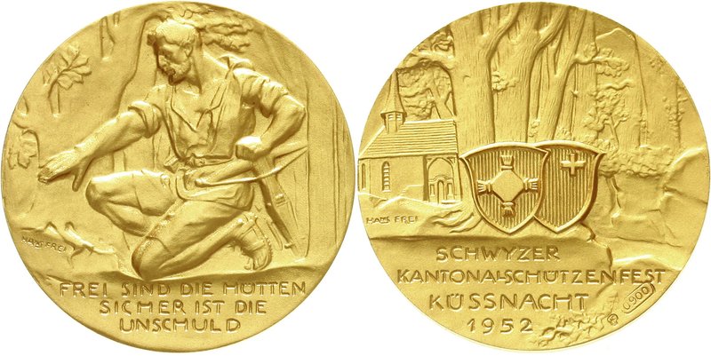 Schweiz
Schwyz
Goldmedaille v. Hans Frei 1952, auf das Schwyzer Kantonalschütz...