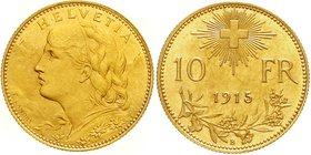 Schweiz
Eidgenossenschaft, seit 1850
10 Franken Vreneli 1915 B. 3,23 g. 900/1000. Stempelglanz, selten in dieser Erhaltung