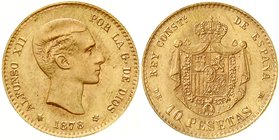 Spanien
Alfonso XII., 1874-1885
10 Pesetas 1878 (19-62). Madrid. Offizielle Neuprägung vom original Stempel. 3,32 g. 900/1000. prägefrisch
