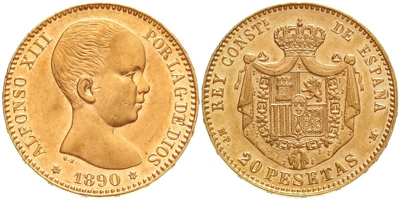 Spanien
Alfonso XIII., 1886-1933
20 Pesetas 1890 M.P. M. 6,45 g. 900/1000. vor...