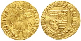 Ungarn
Sigismund I., 1387-1437
Goldgulden o.J.(1387/1401), Mzz. Lilien, Kaschau. 3,52 g. sehr schön, gewellt