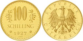 Österreich
1. Republik, 1918-1938
100 Schilling 1927. 23,52 g. 900/1000. vorzüglich/Stempelglanz