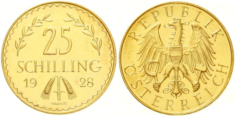 Österreich
1. Republik, 1918-1938
25 Schilling 1928. 5,87 g. 900/1000. fast St...