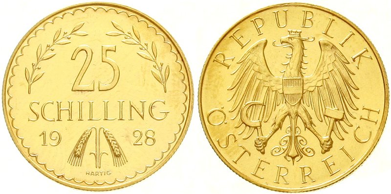 Österreich
1. Republik, 1918-1938
25 Schilling 1928. 5,87 g. 900/1000. fast St...