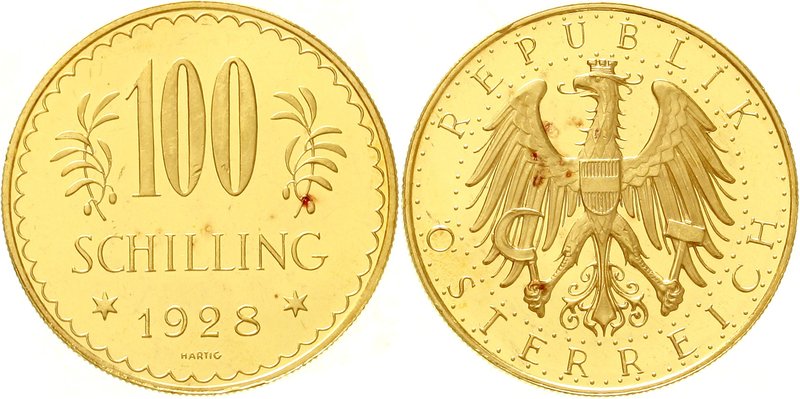 Österreich
1. Republik, 1918-1938
100 Schilling 1928. 23,52 g. 900/1000. vorzü...