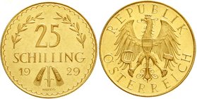 Österreich
1. Republik, 1918-1938
25 Schilling 1929. 5,87 g. 900/1000. fast Stempelglanz
