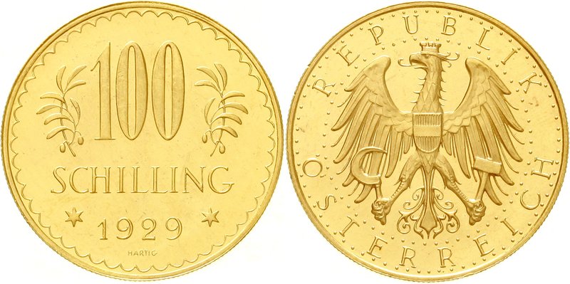 Österreich
1. Republik, 1918-1938
100 Schilling 1929. 23,52 g. 900/1000. vorzü...