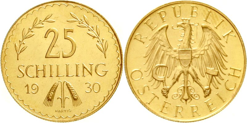 Österreich
1. Republik, 1918-1938
25 Schilling 1930. 5,87 g. 900/1000. fast St...