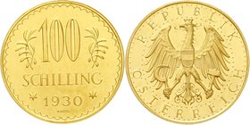 Österreich
1. Republik, 1918-1938
100 Schilling 1930. 23,52 g. 900/1000. vorzüglich/Stempelglanz