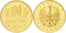 Österreich
1. Republik, 1918-1938
100 Schilling 1931. 23,52 g. 900/1000. vorzüglich/Stempelglanz