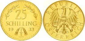 Österreich
1. Republik, 1918-1938
25 Schilling 1933. 5,881 g. 900/1000. Auflage nur 4944 Ex. gutes vorzüglich, winz. Kratzer, sehr selten