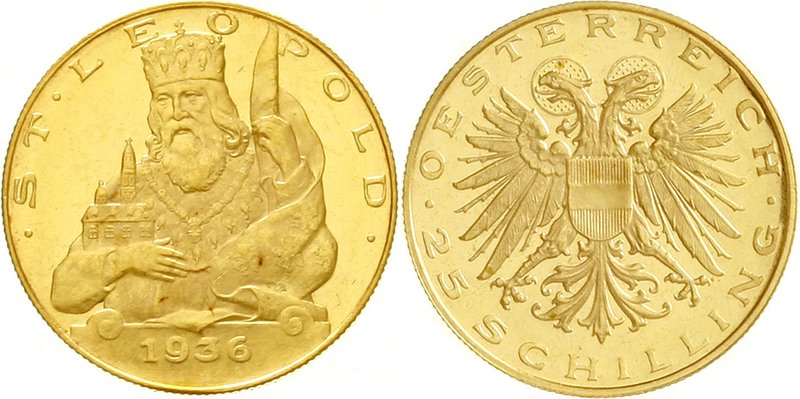 Österreich
1. Republik, 1918-1938
25 Schilling St. Leopold 1936. 5,881 g. 900/...
