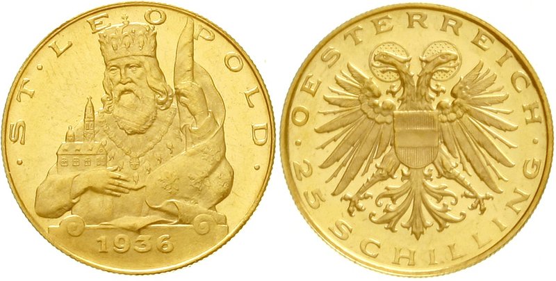 Österreich
1. Republik, 1918-1938
25 Schilling St. Leopold 1936. 5,881 g. 900/...