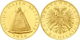 Österreich
1. Republik, 1918-1938
100 Schilling 1936. Mariazell. 23,52 g. 900/1000. vorzüglich/Stempelglanz aus EA, min. berieben
