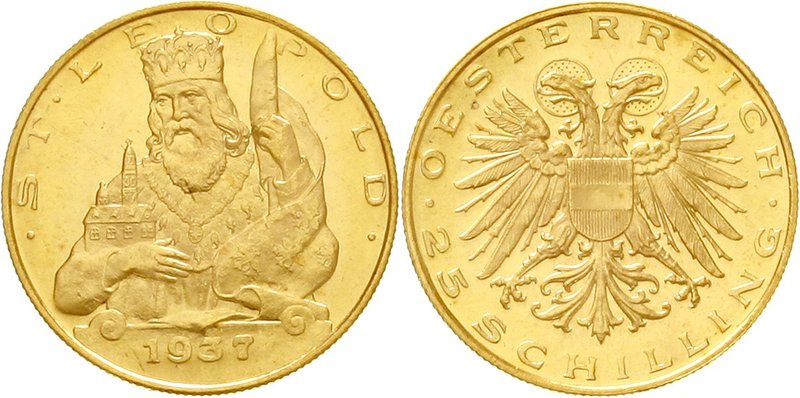 Österreich
1. Republik, 1918-1938
25 Schilling St. Leopold 1937. 5,881 g. 900/...