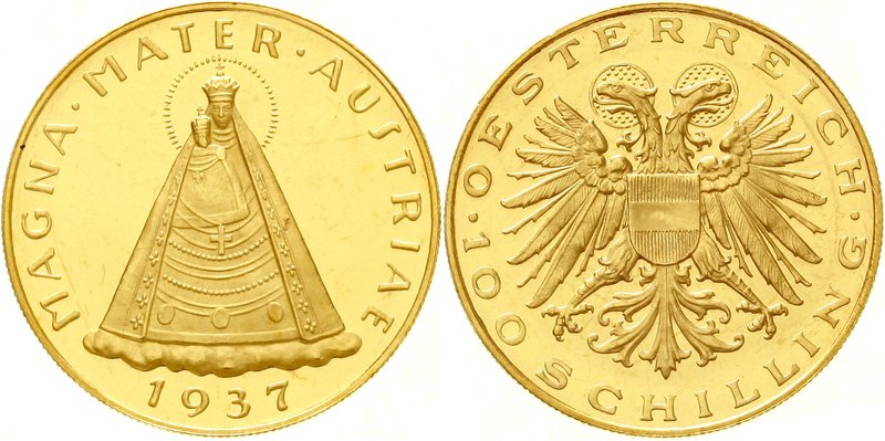 Österreich
1. Republik, 1918-1938
100 Schilling 1937. Mariazell. 23,52 g. 900/...