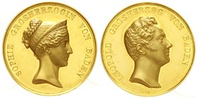 Baden-Durlach
Carl Leopold Friedrich, 1830-1852
Goldmedaille im Gewicht von 13 Dukaten, o.J. (1835), von Ludwig Kachel. Kopf des Großherzogs mit kur...
