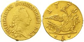 Brandenburg-Preussen
Friedrich II., 1740-1786
Friedrichs d`or 1779 A, Berlin. 6,60 g. fast sehr schön, Fassungsspuren